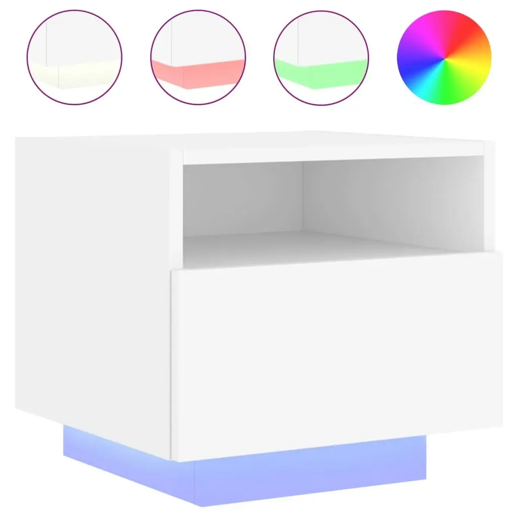 Bedside Cabinets with LED Lights 2 pcs White 40x39x37 cm 836799