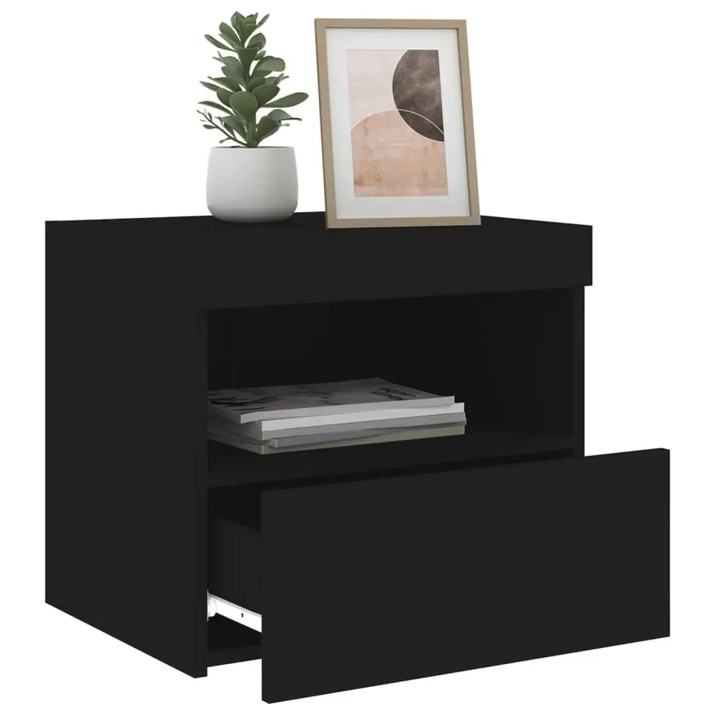 Bedside Cabinets with LED Lights 2 pcs Black 50x40x45 cm 836766