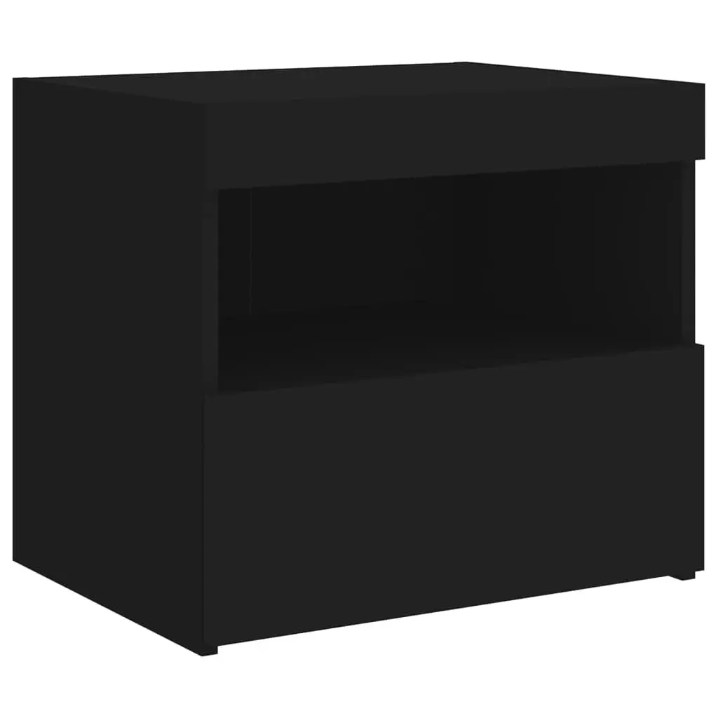 Bedside Cabinets with LED Lights 2 pcs Black 50x40x45 cm 836766