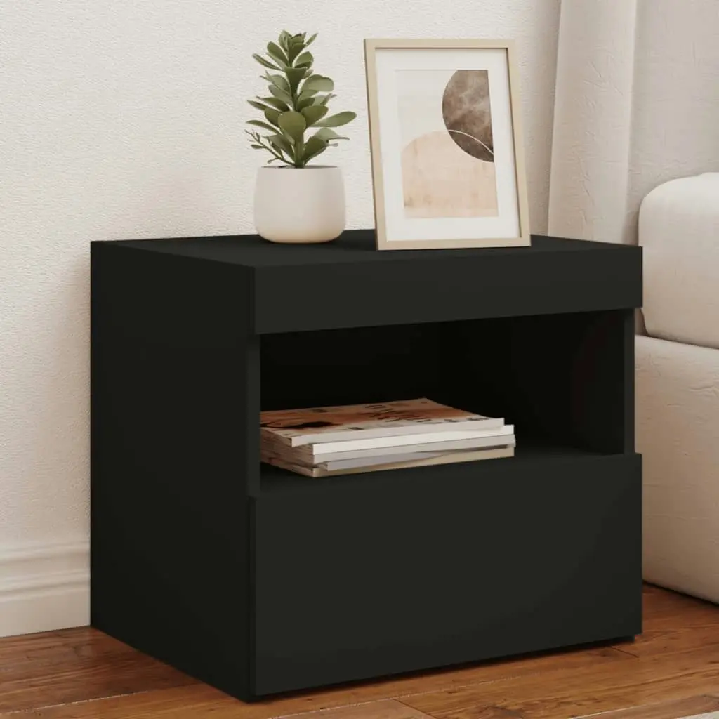 Bedside Cabinets with LED Lights 2 pcs Black 50x40x45 cm 836766