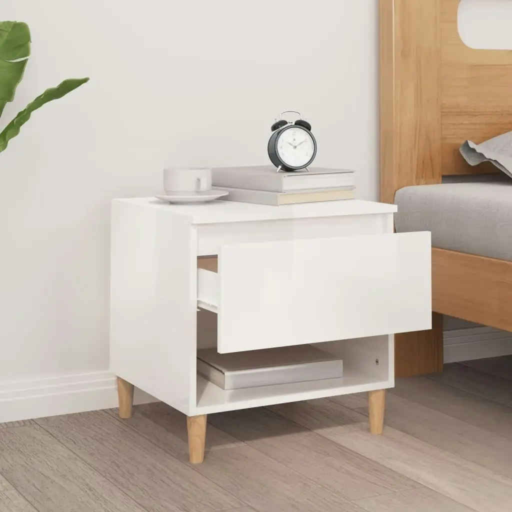 Bedside Table High Gloss White 50x46x50 cm Engineered Wood 819536