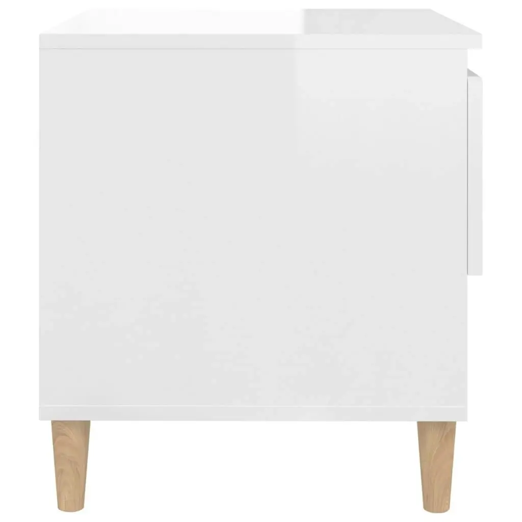 Bedside Table High Gloss White 50x46x50 cm Engineered Wood 819536