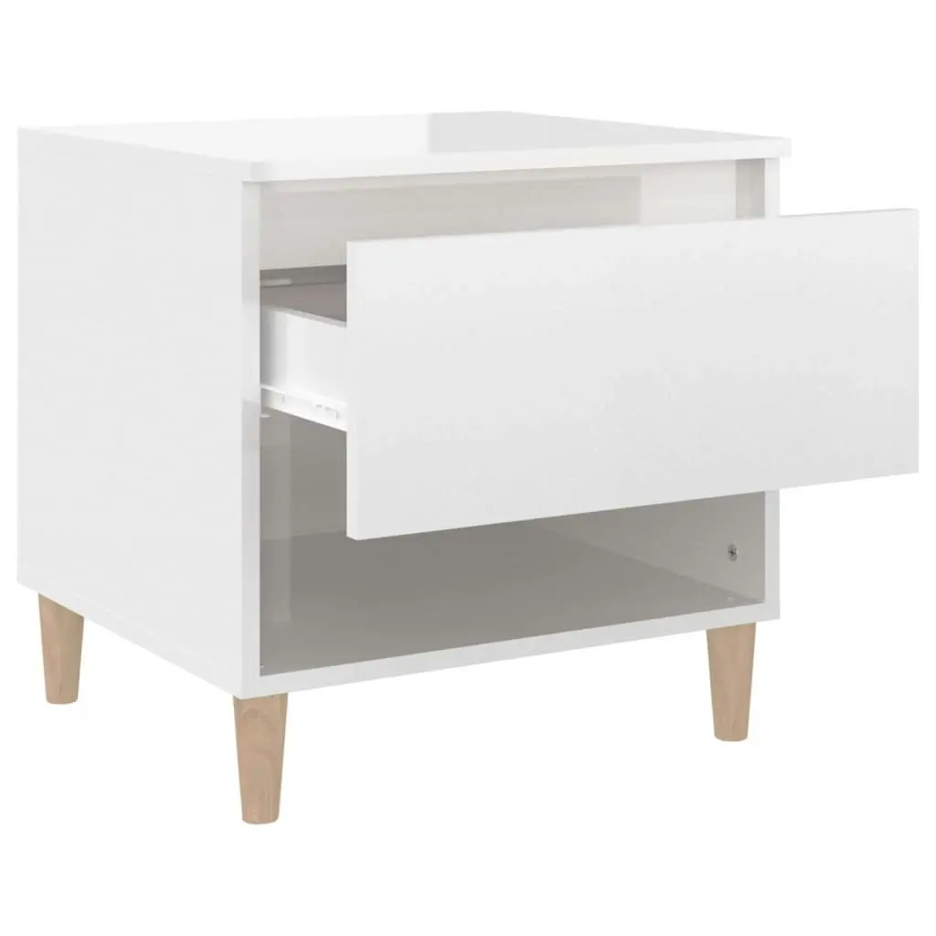 Bedside Table High Gloss White 50x46x50 cm Engineered Wood 819536