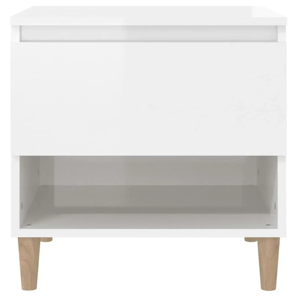 Bedside Table High Gloss White 50x46x50 cm Engineered Wood 819536