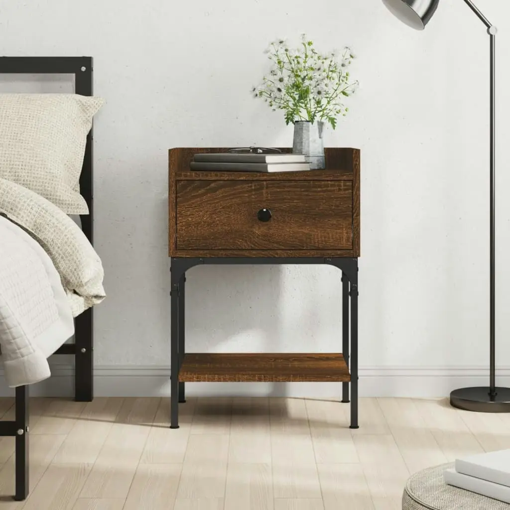 Bedside Table Brown Oak 40.5x31x60 cm Engineered Wood 825901