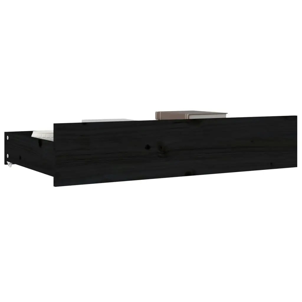 Bed Drawers 4 pcs Black Solid Wood Pine 815003