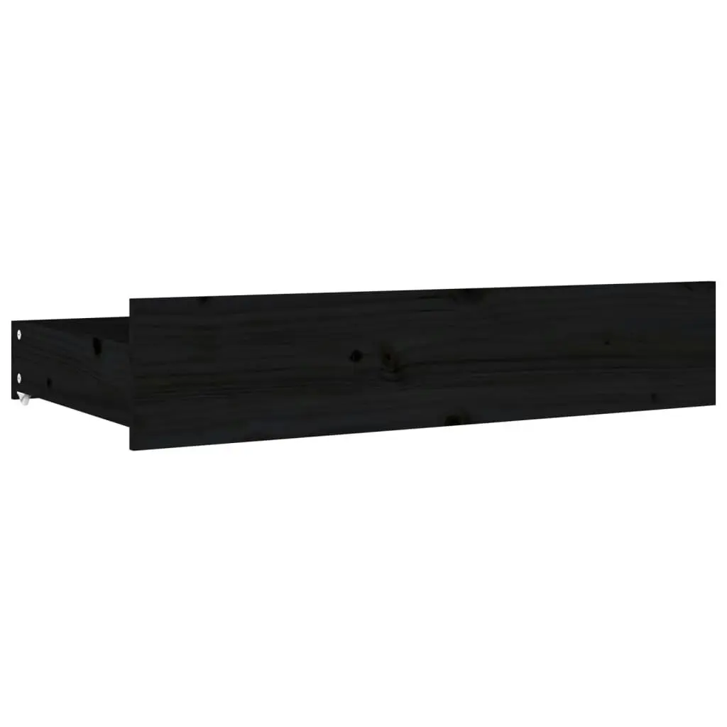 Bed Drawers 4 pcs Black Solid Wood Pine 815003