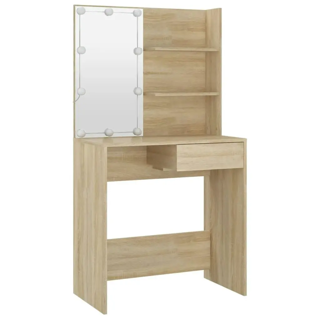 Dressing Table Set with LED Sonoma Oak Engineered Wood 3114109