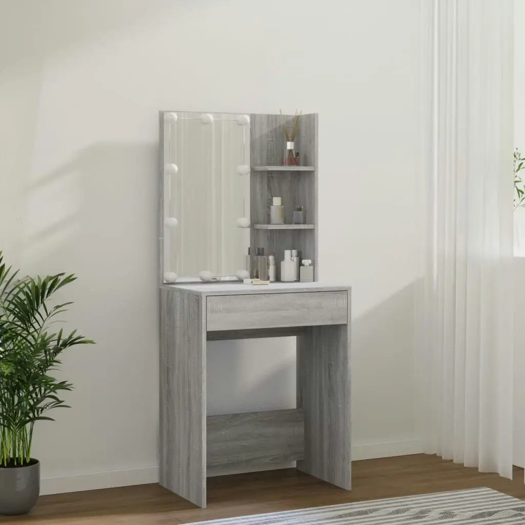 Dressing Table with LED Grey Sonoma 60x40x140 cm 820443