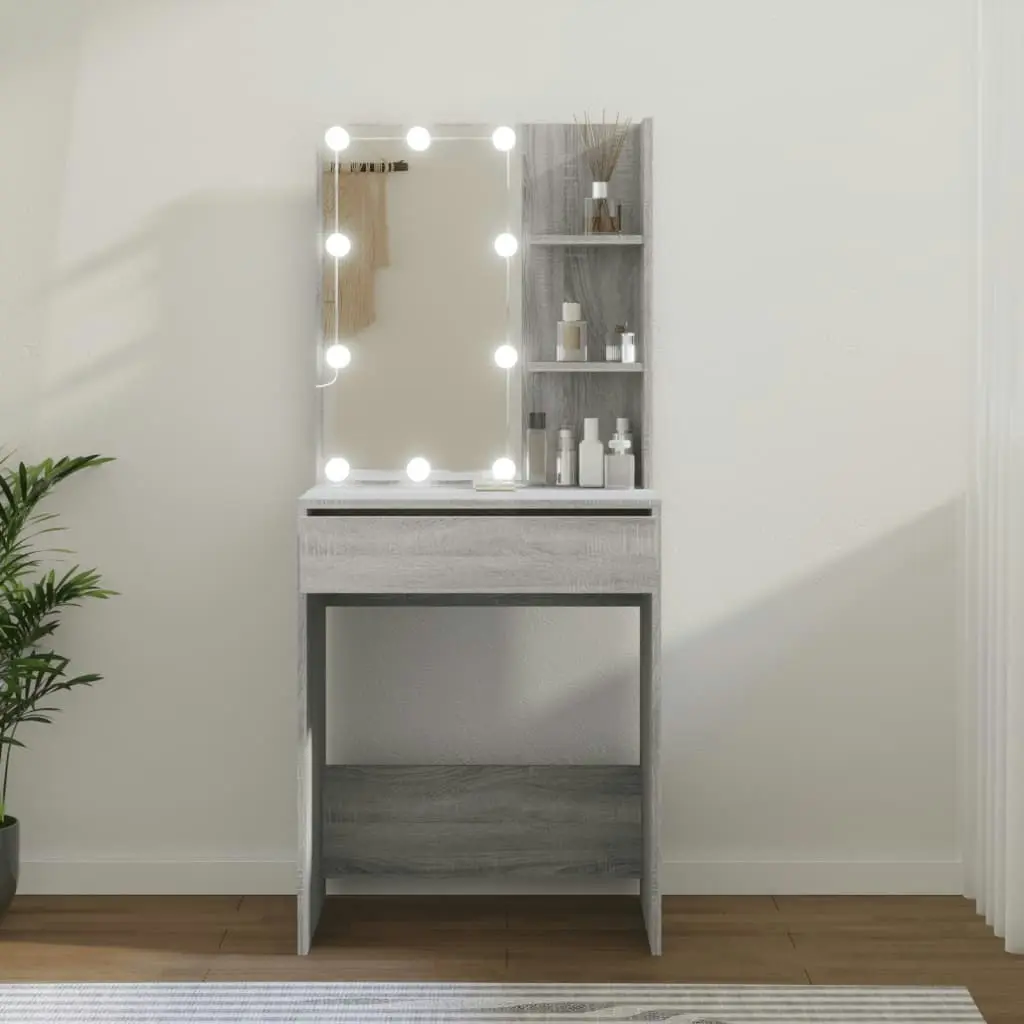 Dressing Table with LED Grey Sonoma 60x40x140 cm 820443