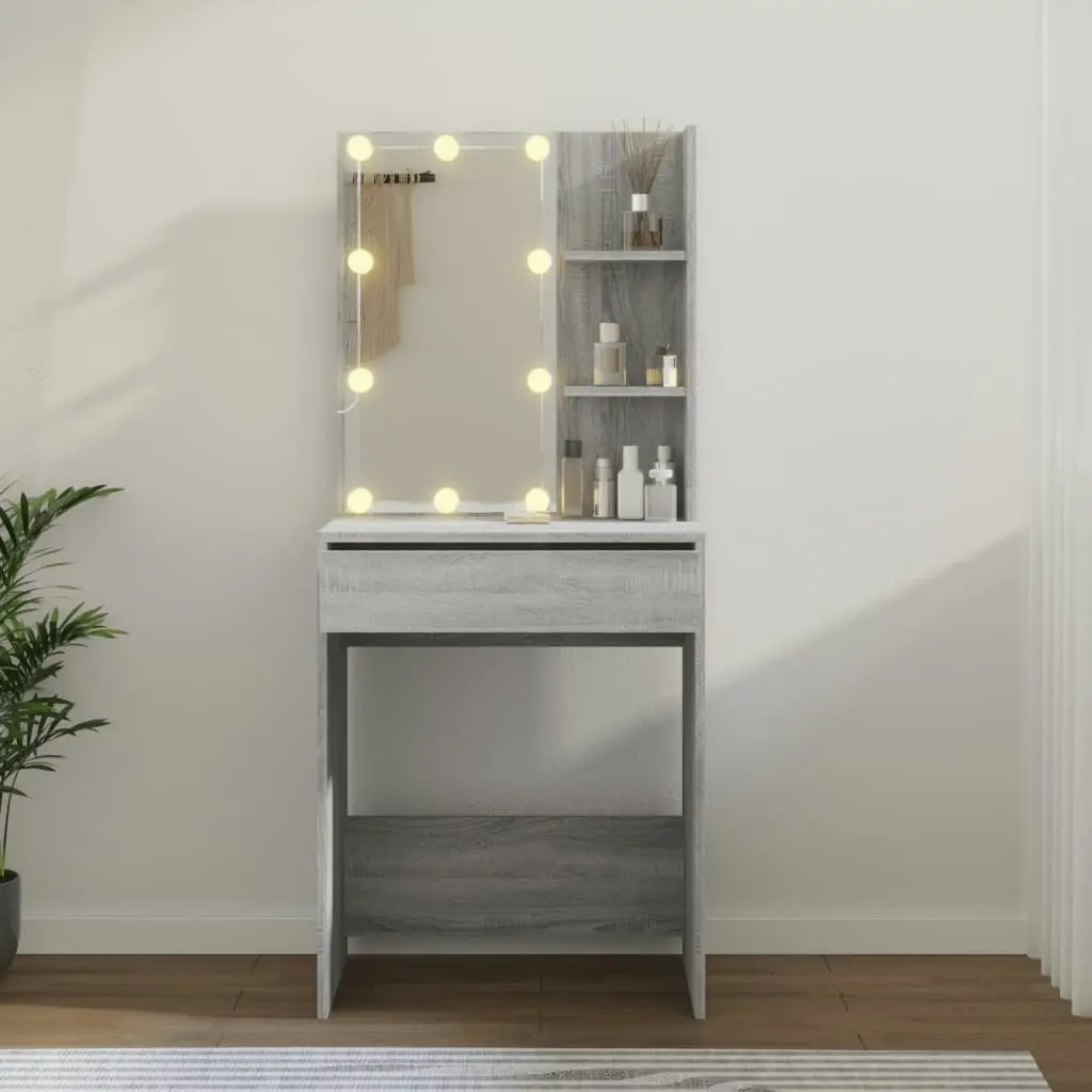 Dressing Table with LED Grey Sonoma 60x40x140 cm 820443