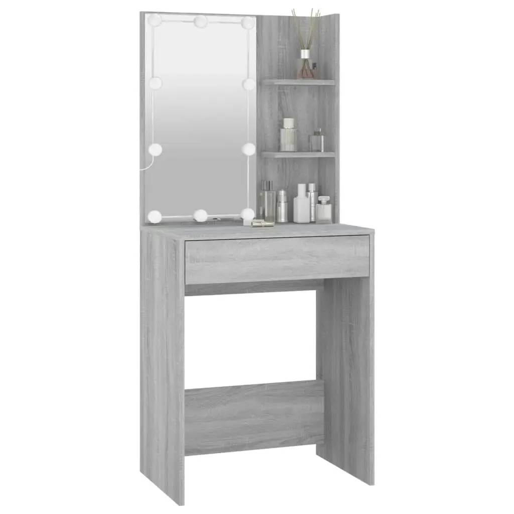 Dressing Table with LED Grey Sonoma 60x40x140 cm 820443