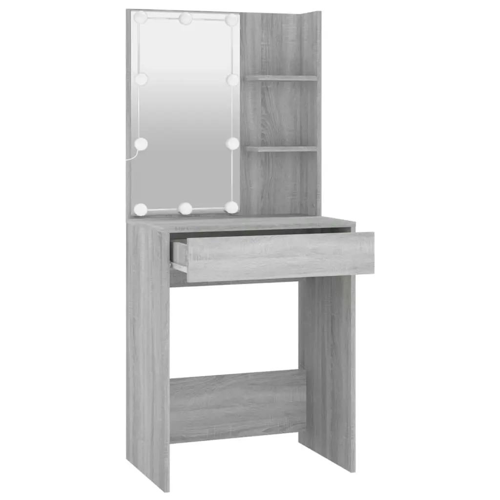 Dressing Table with LED Grey Sonoma 60x40x140 cm 820443