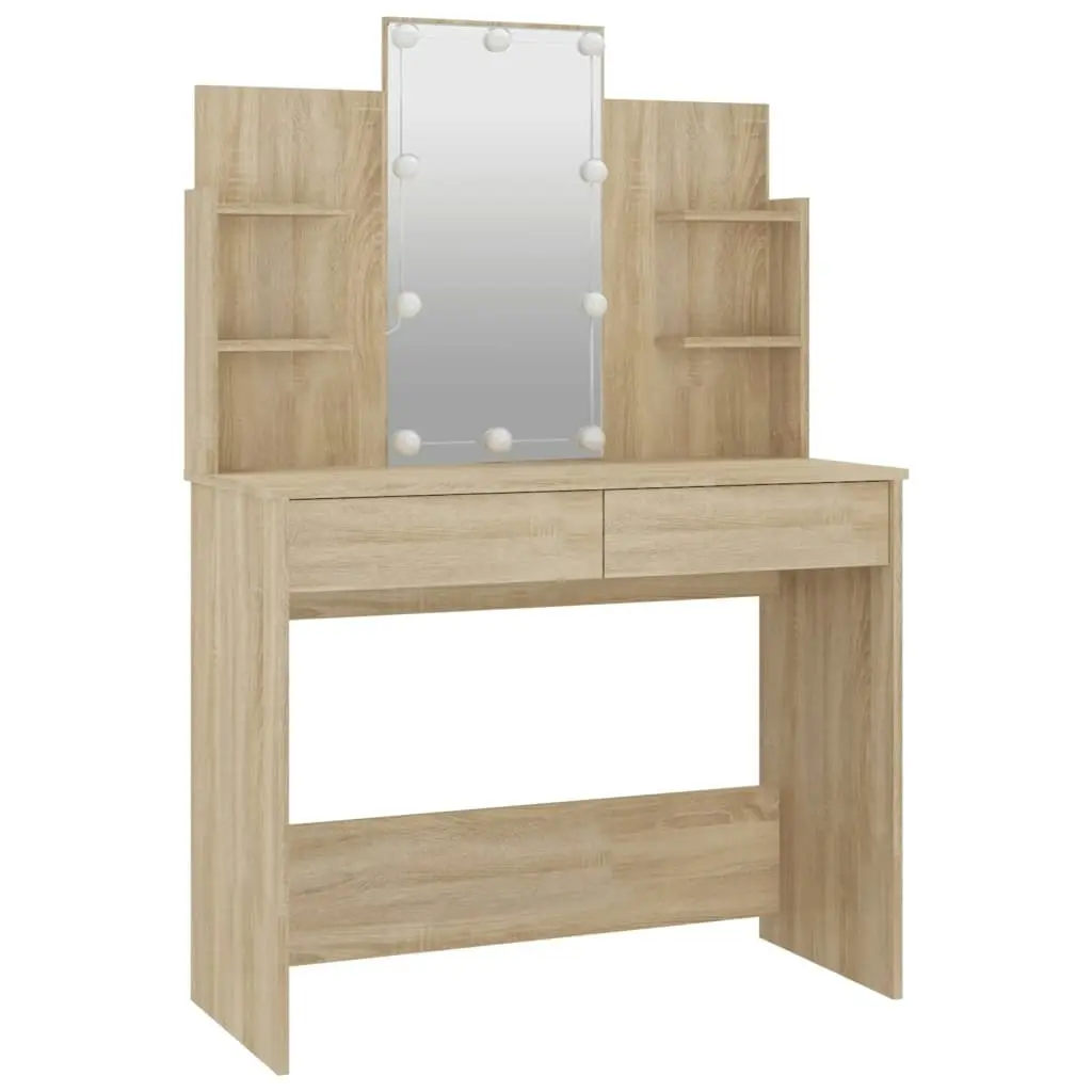 Dressing Table Set with LED Sonoma Oak Engineered Wood 3114125