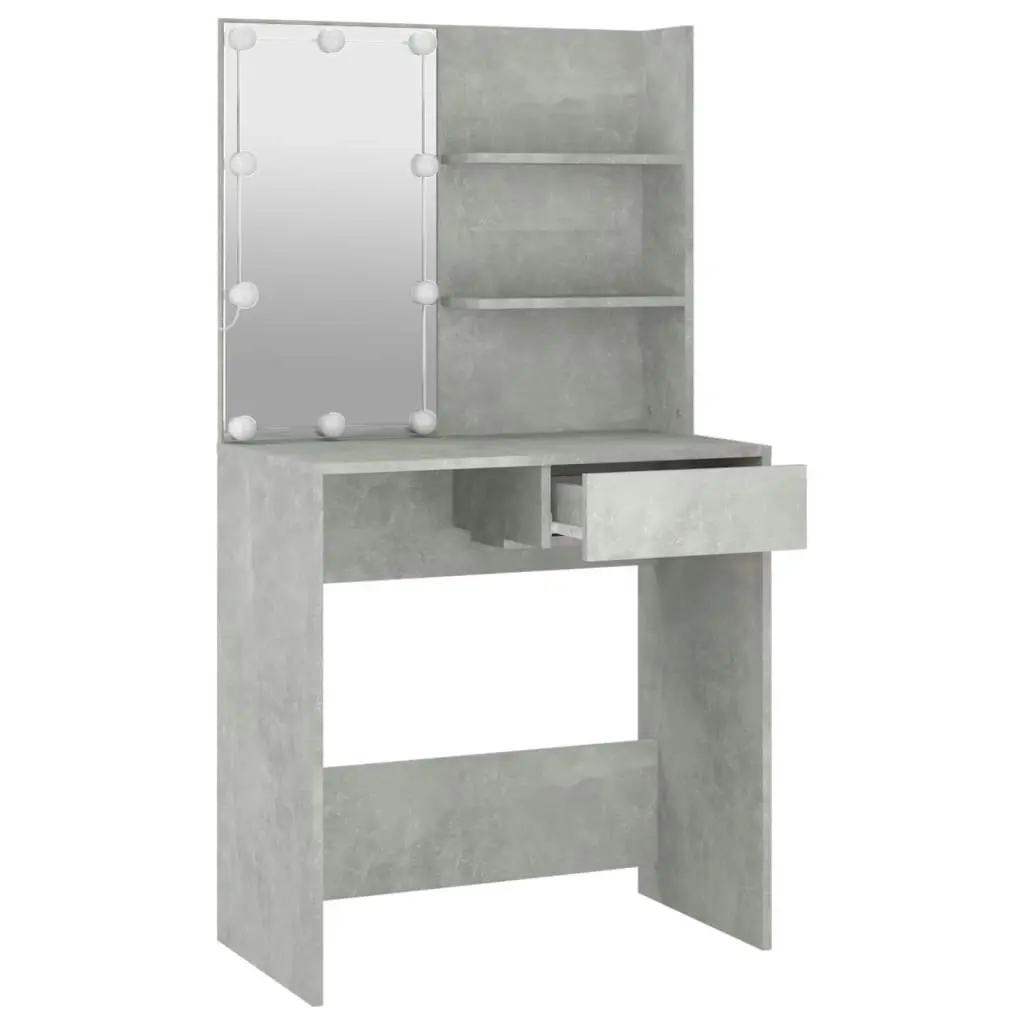 Dressing Table with LED Concrete Grey 74.5x40x141 cm 808805