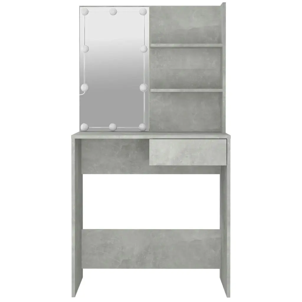 Dressing Table with LED Concrete Grey 74.5x40x141 cm 808805