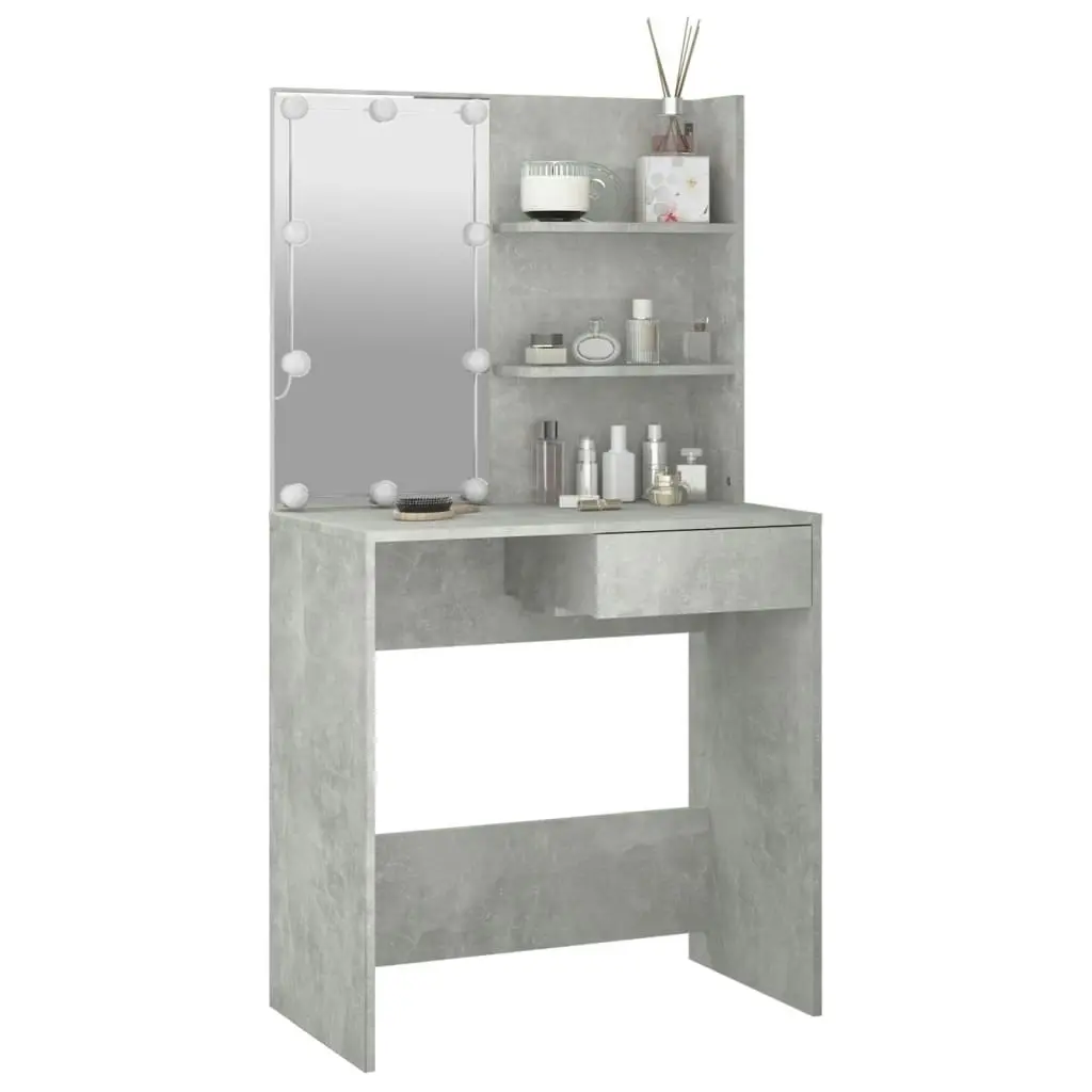 Dressing Table with LED Concrete Grey 74.5x40x141 cm 808805