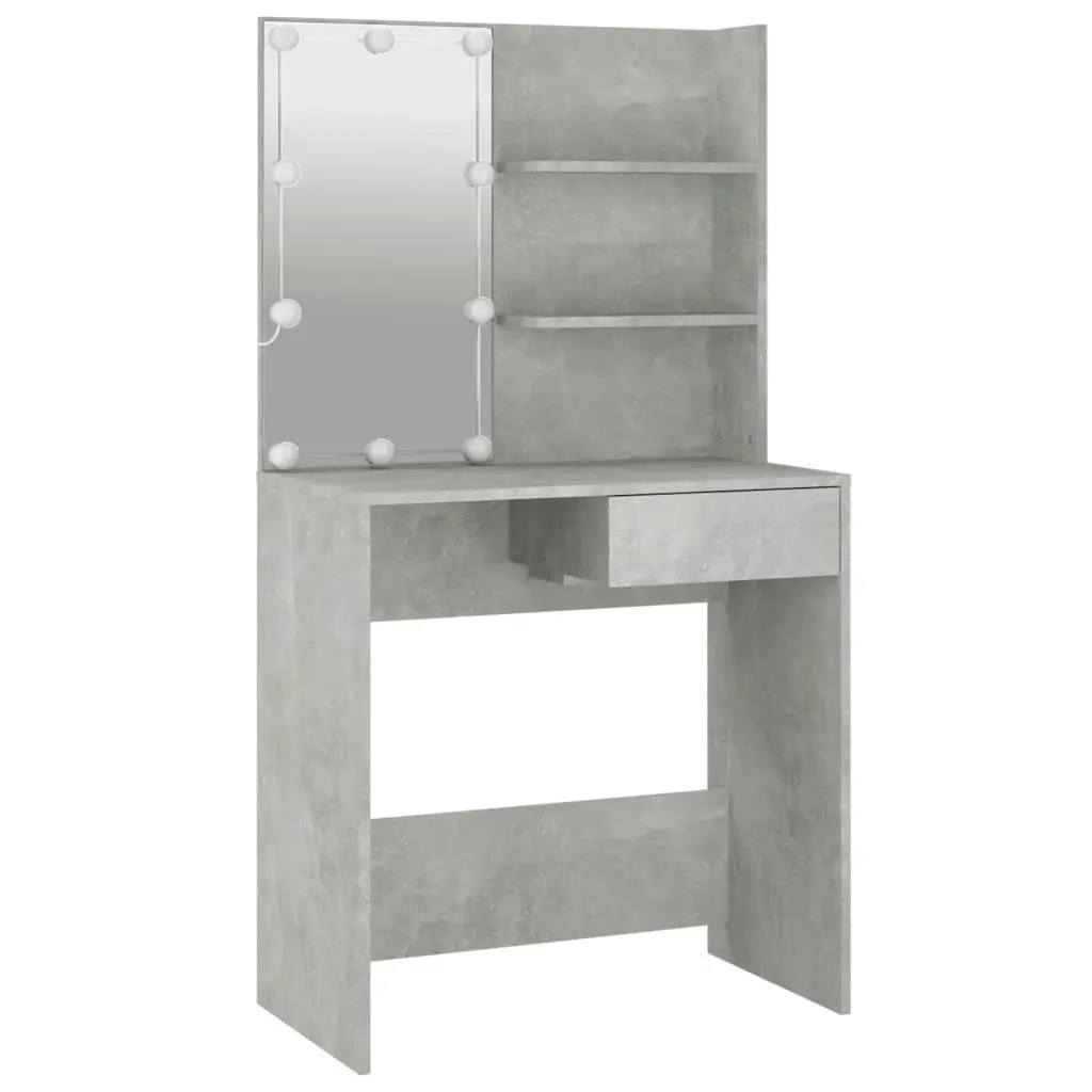 Dressing Table with LED Concrete Grey 74.5x40x141 cm 808805