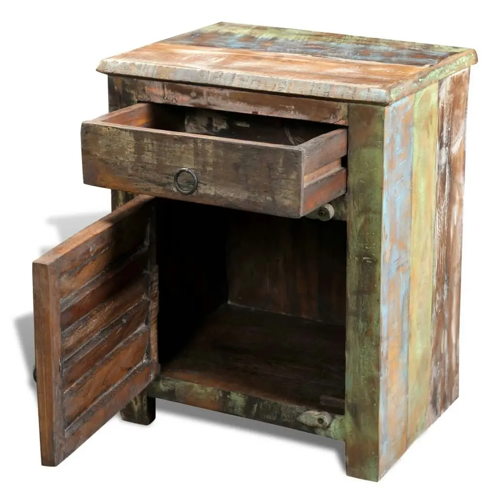 End Table with 1 Drawer 1 Door Reclaimed Wood 240950