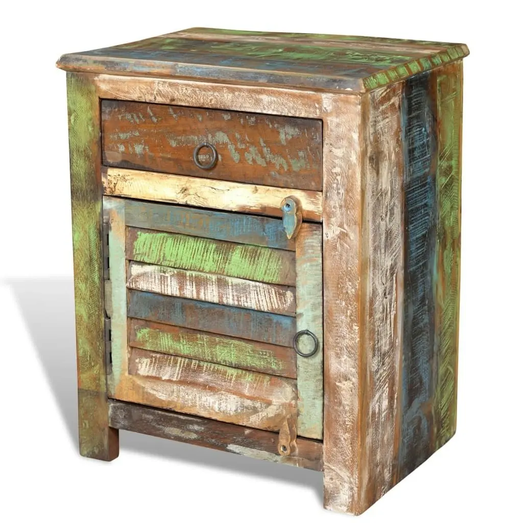 End Table with 1 Drawer 1 Door Reclaimed Wood 240950