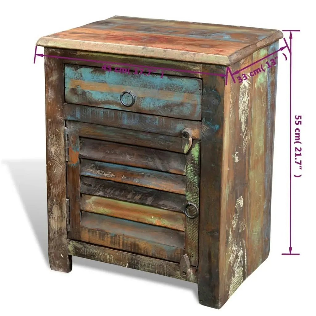 End Table with 1 Drawer 1 Door Reclaimed Wood 240950