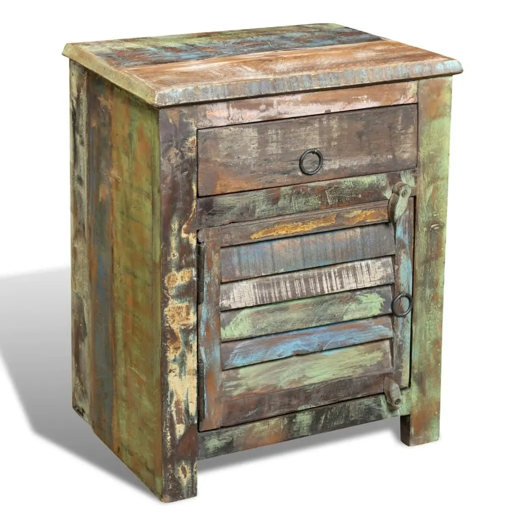 End Table with 1 Drawer 1 Door Reclaimed Wood 240950