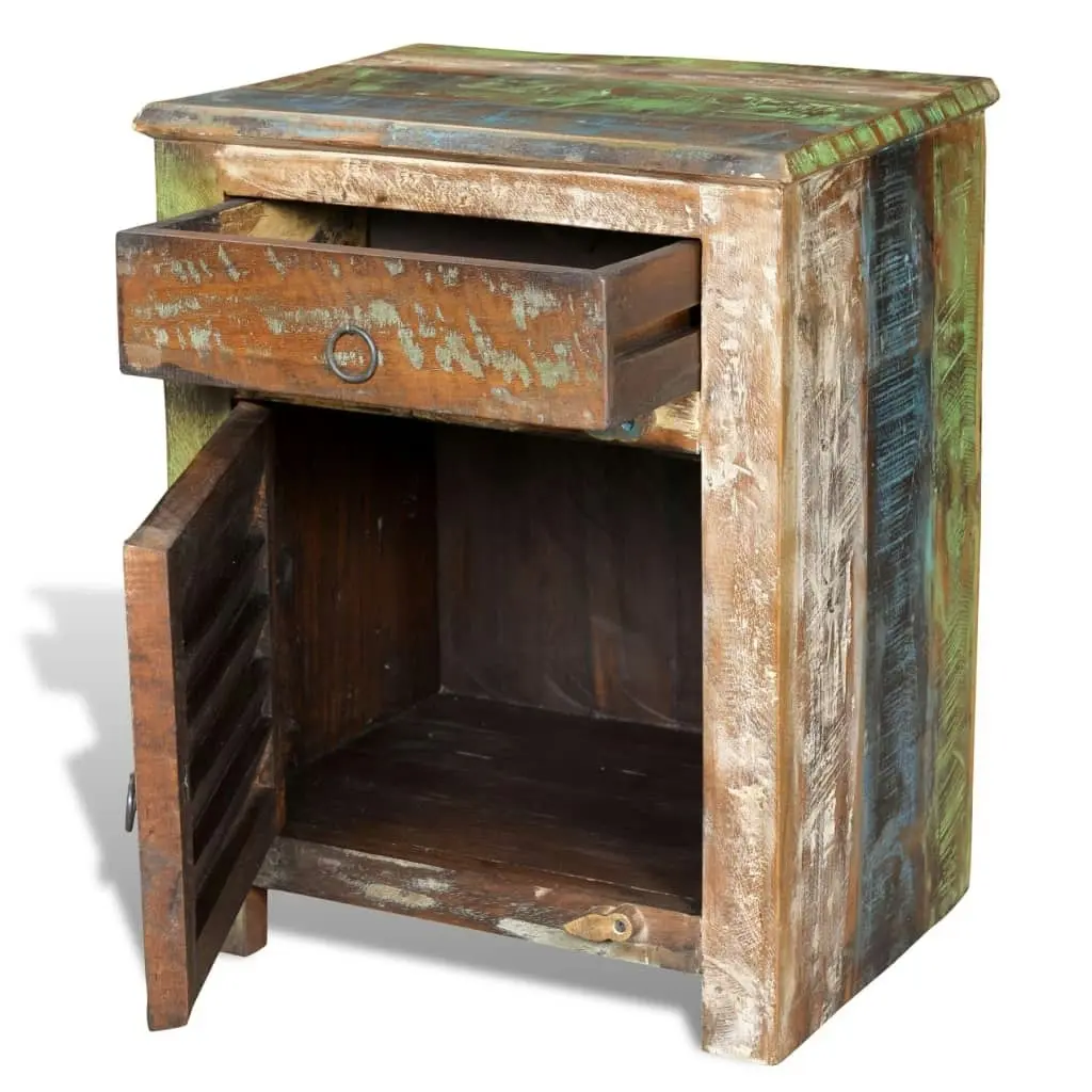 End Table with 1 Drawer 1 Door Reclaimed Wood 240950