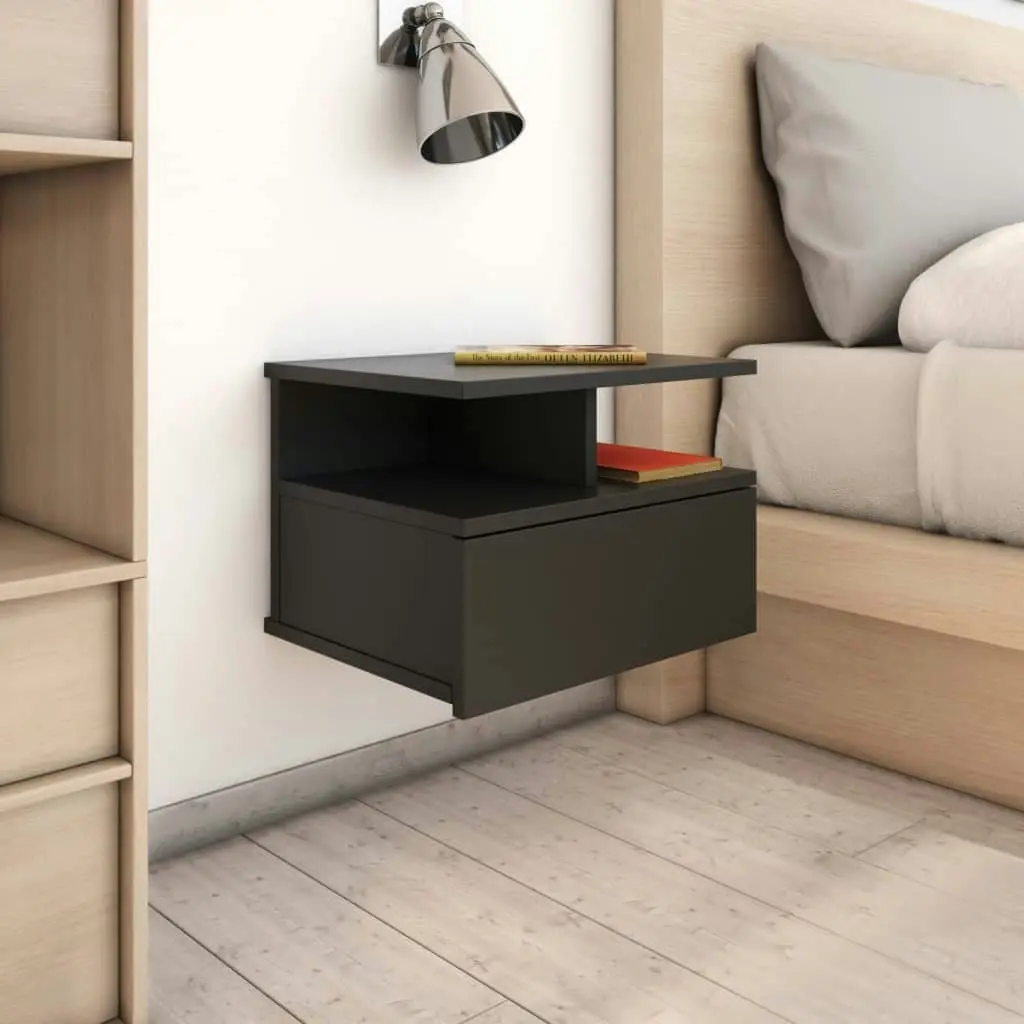 Floating Nightstand Black 40x31x27 cm Engineered Wood 800407