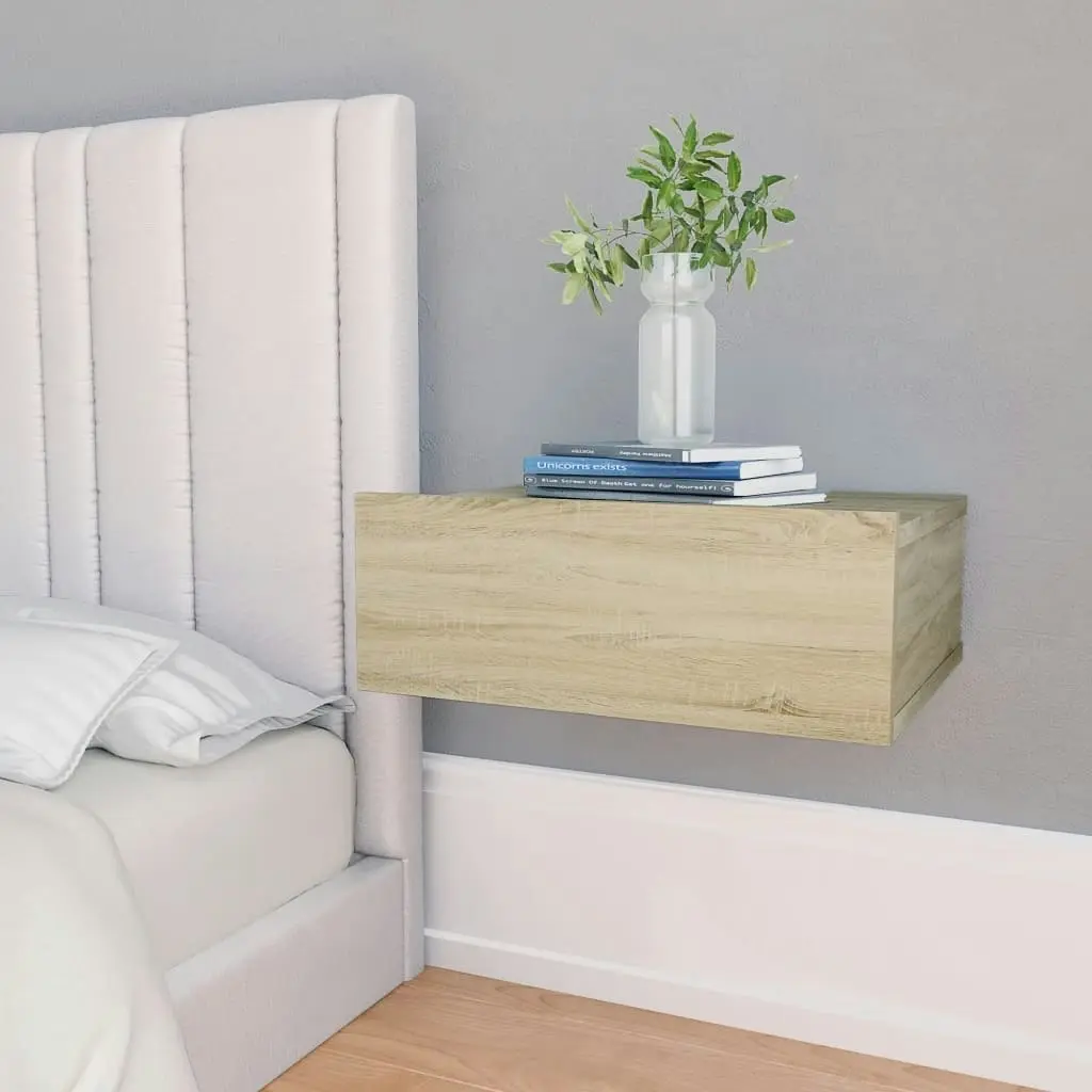 Floating Nightstand Sonoma Oak 40x30x15 cm Engineered Wood 800312