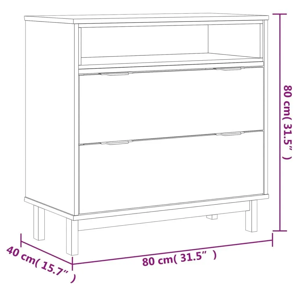 Drawer Cabinet FLAM 80x40x80 cm Solid Wood Pine 357815