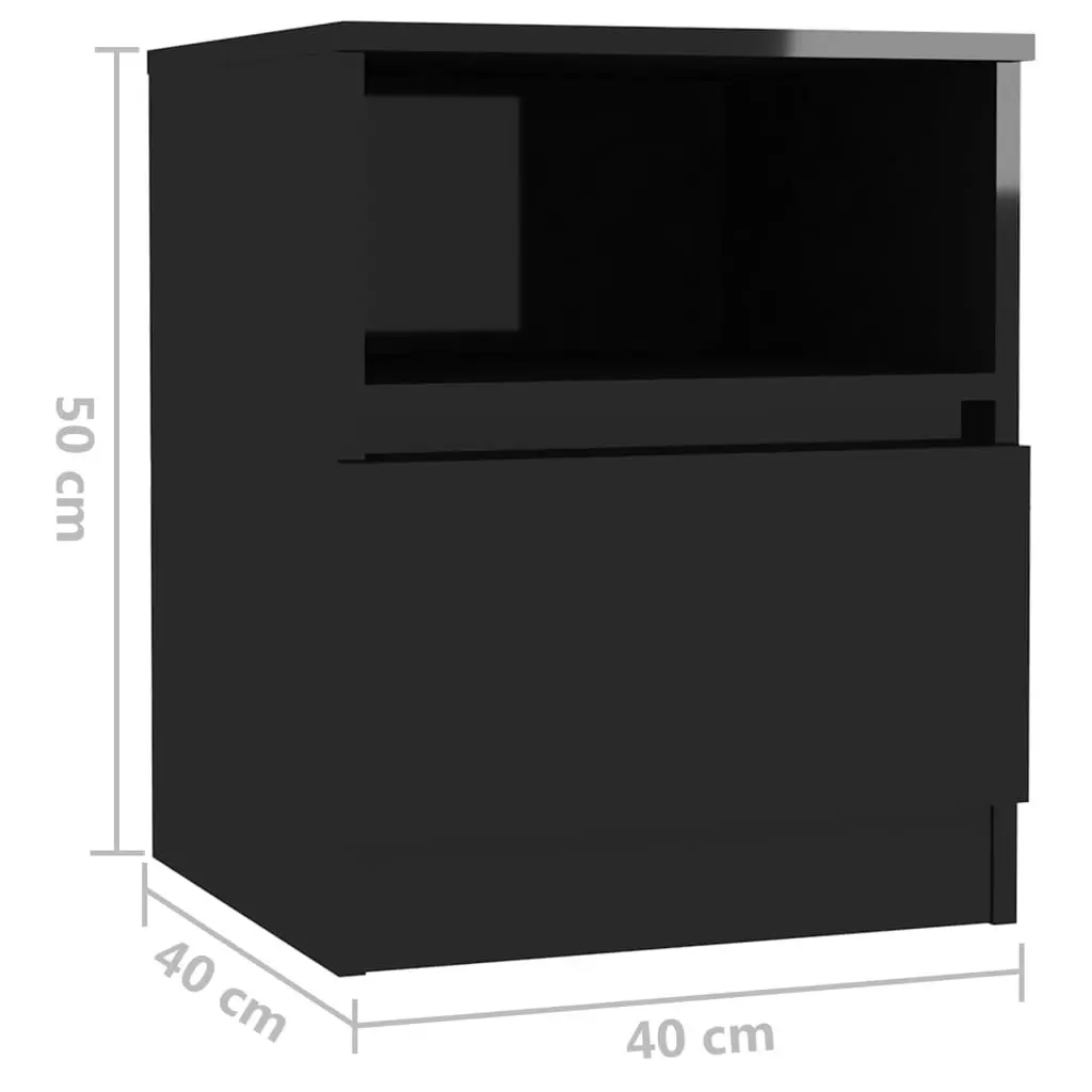 Bed Cabinet High Gloss Black 40x40x50 cm Engineered Wood 806171