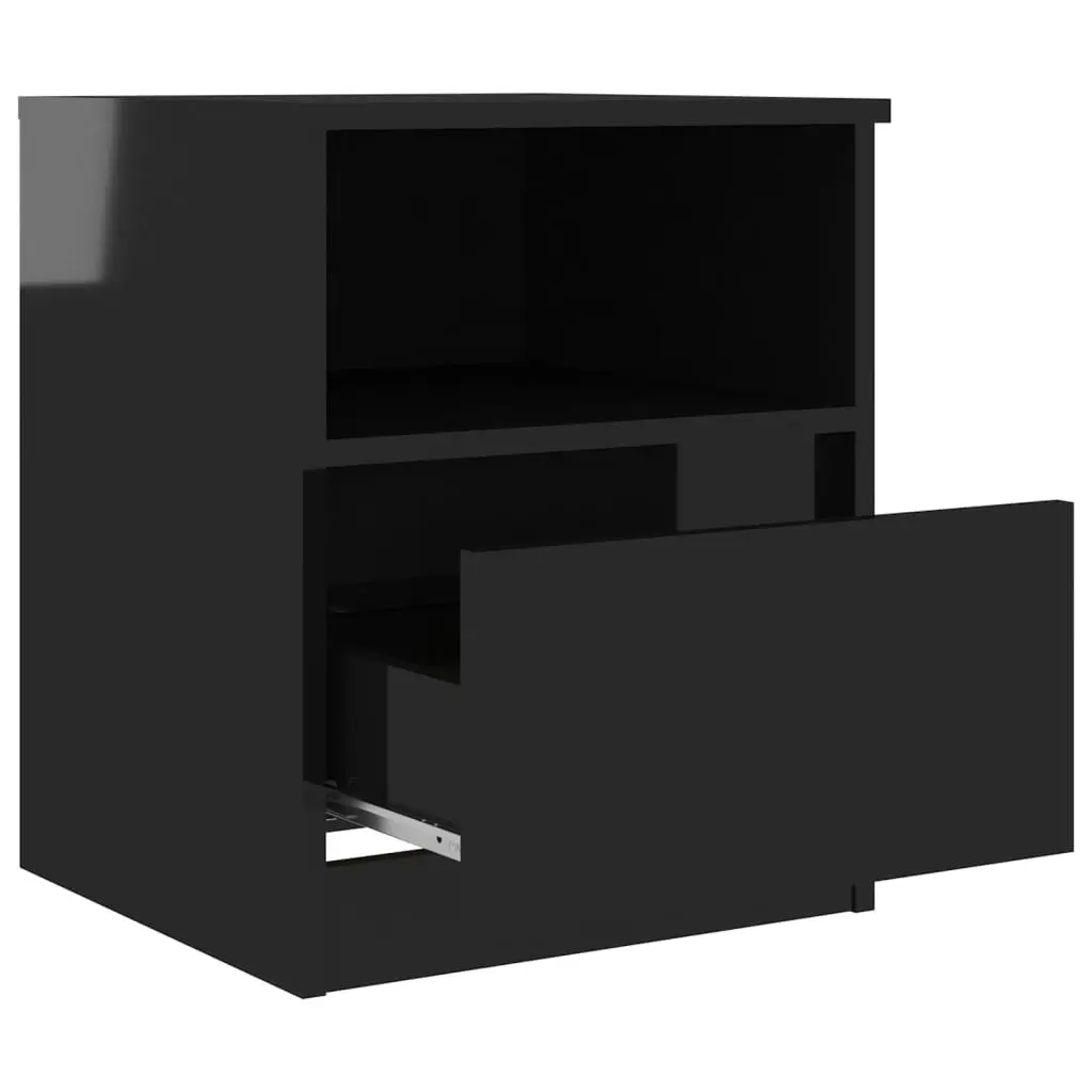 Bed Cabinet High Gloss Black 40x40x50 cm Engineered Wood 806171