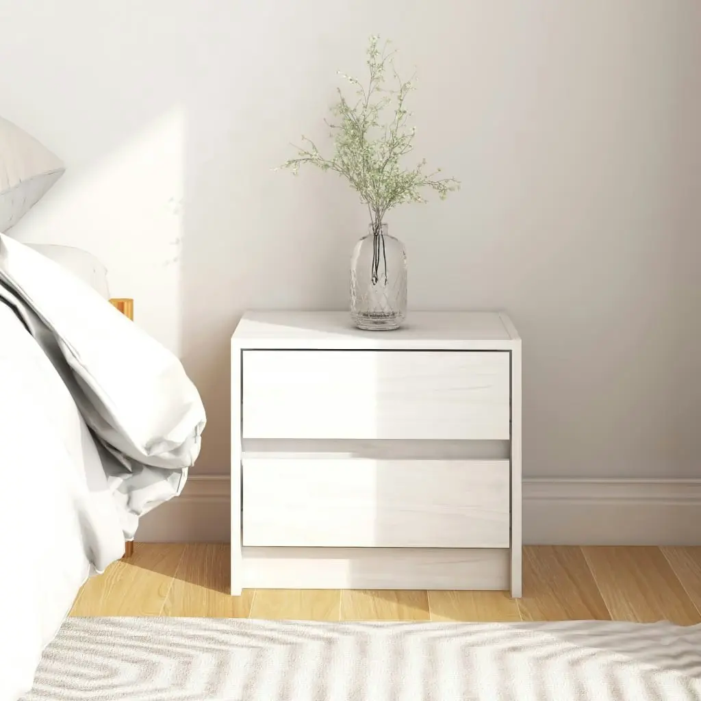 Bedside Cabinet White 40x30.5x35.5 cm Solid Pine Wood 808075