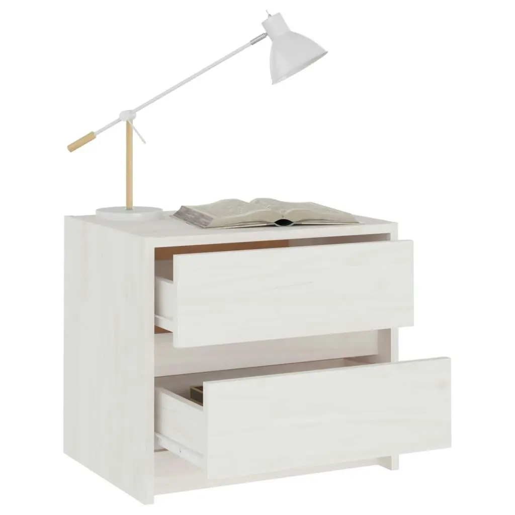 Bedside Cabinet White 40x30.5x35.5 cm Solid Pine Wood 808075