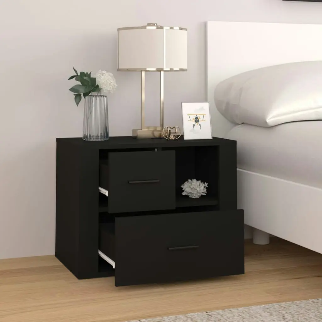 Bedside Cabinet Black 60x36x45 cm Engineered Wood 816737