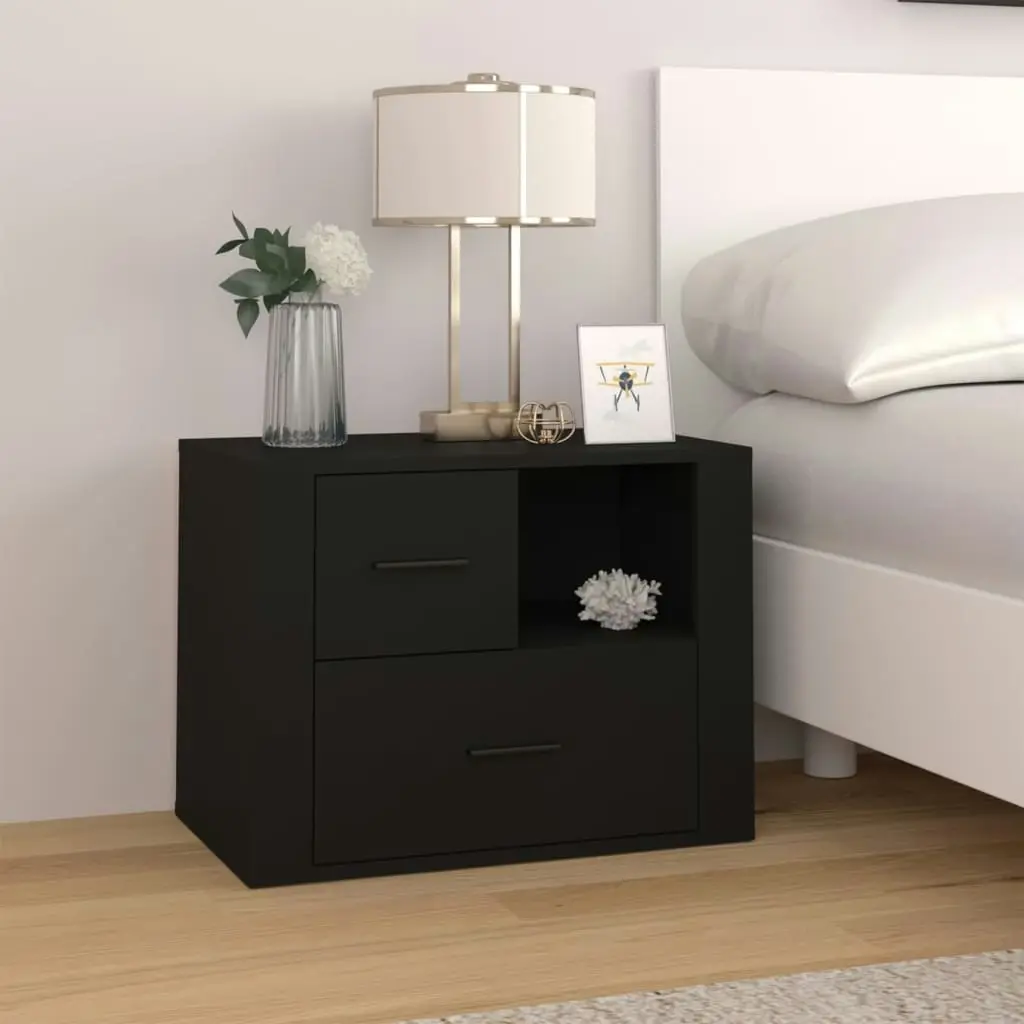 Bedside Cabinet Black 60x36x45 cm Engineered Wood 816737