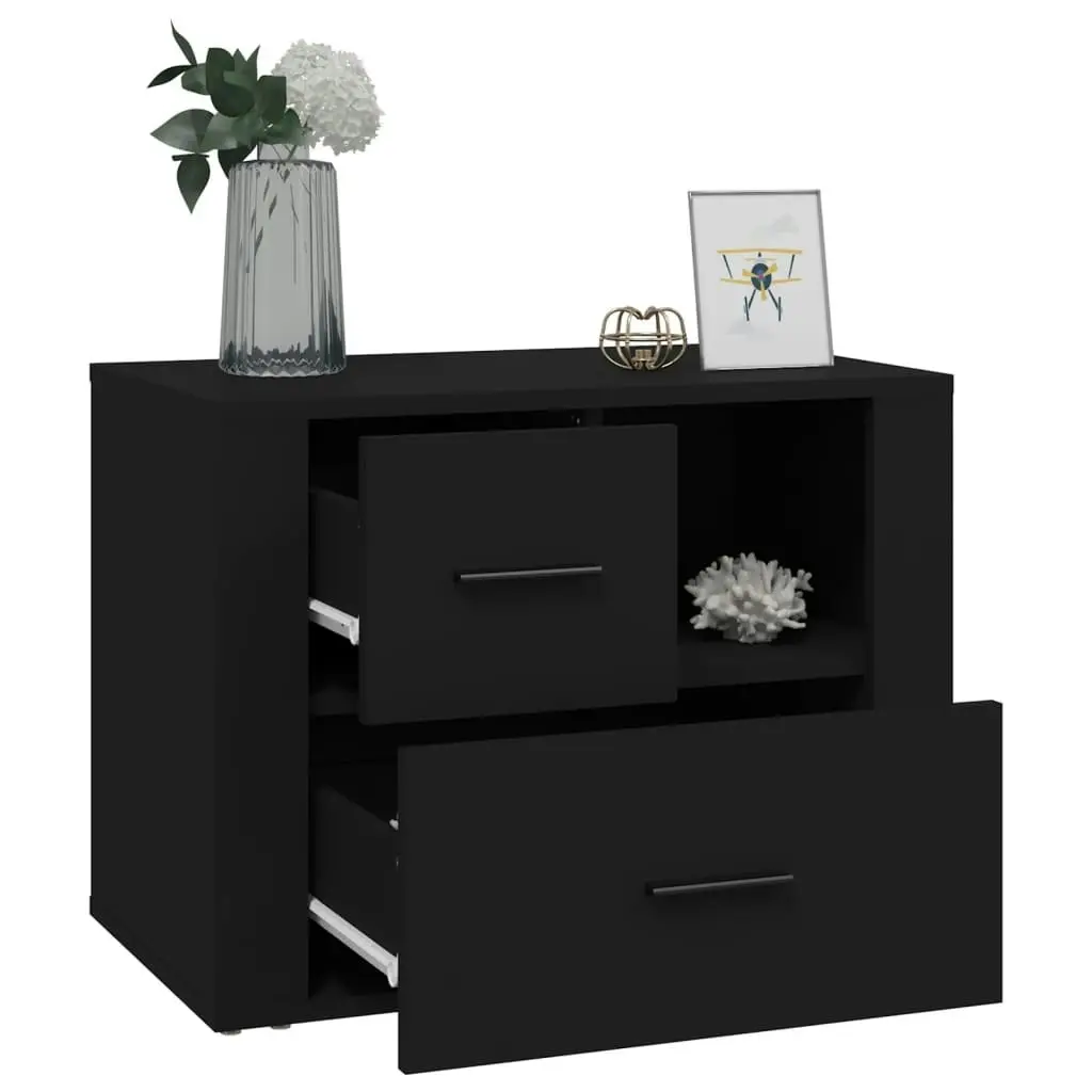 Bedside Cabinet Black 60x36x45 cm Engineered Wood 816737