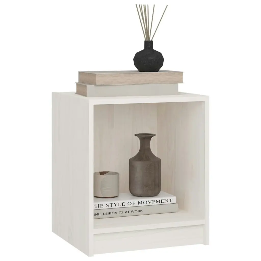 Bedside Cabinet White 35.5x33.5x41.5 cm Solid Pinewood 809921