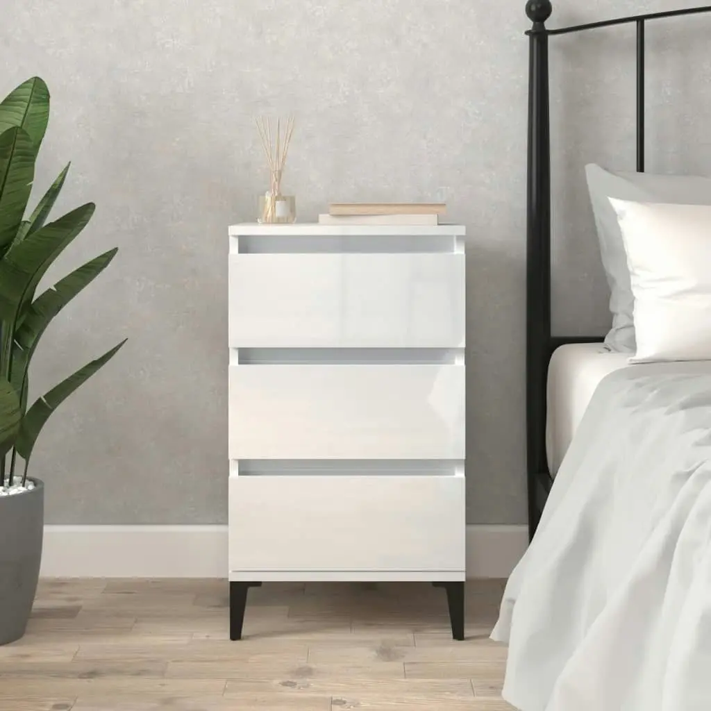 Bedside Cabinet High Gloss White 40x35x70 cm Engineered Wood 819670