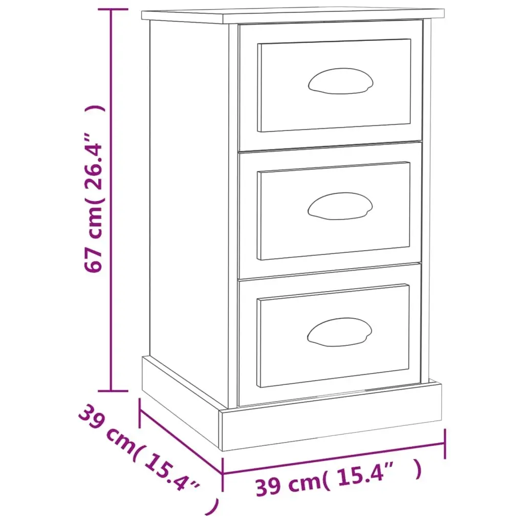 Bedside Cabinet White 39x39x67 cm Engineered Wood 816160