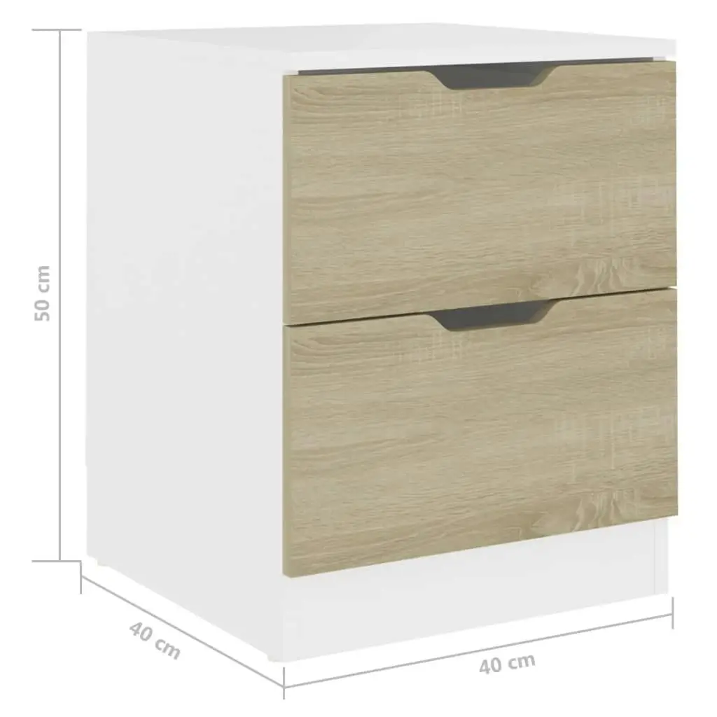 Bedside Cabinets 2 pcs White & Sonoma Oak 40x40x50 cm Engineered Wood 326734