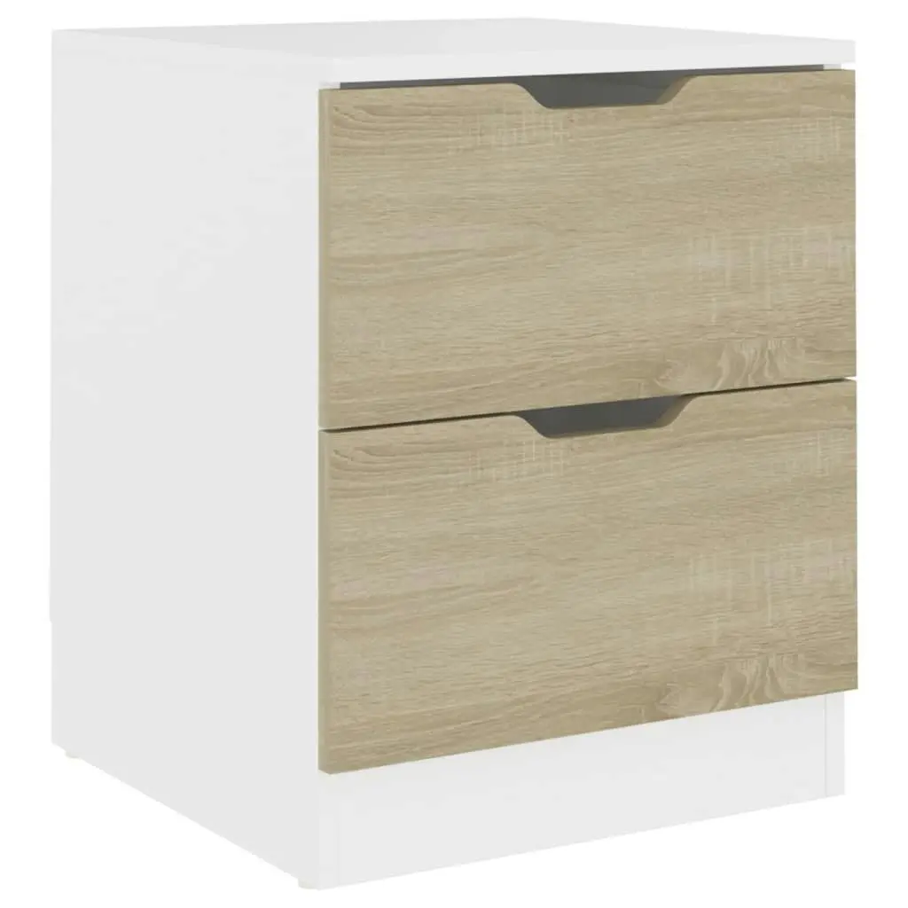 Bedside Cabinets 2 pcs White & Sonoma Oak 40x40x50 cm Engineered Wood 326734