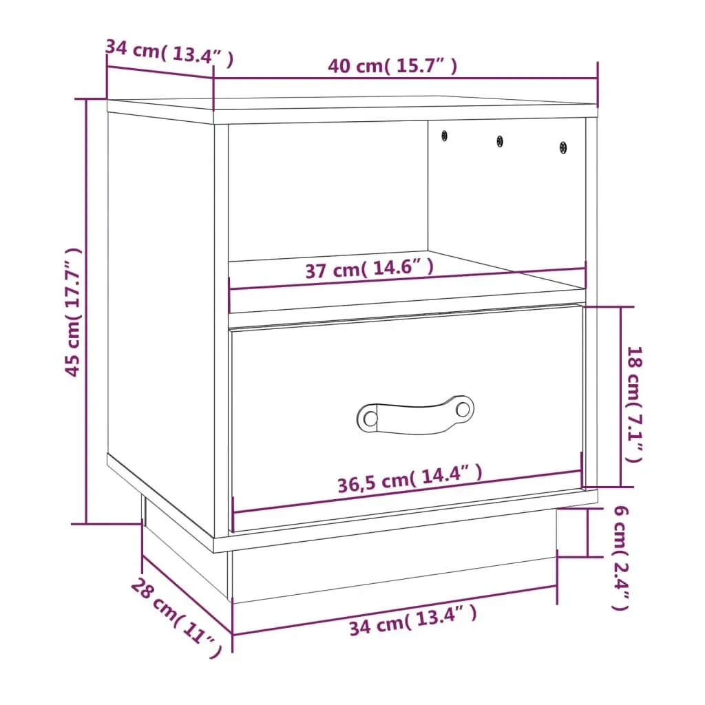 Bedside Cabinets 2 pcs 40x34x45 cm Solid Wood Pine 818296