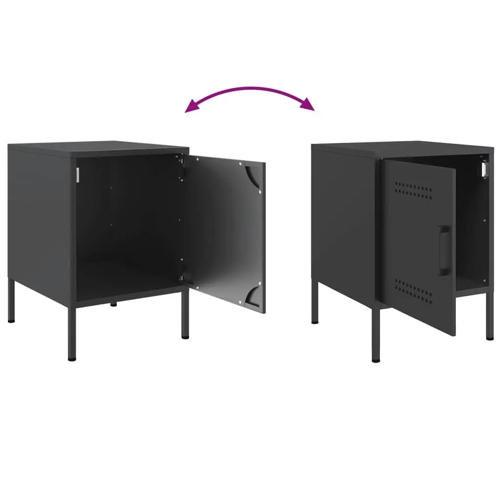 Bedside Cabinets 2 pcs Black 36x39x50.5 cm Steel 842911