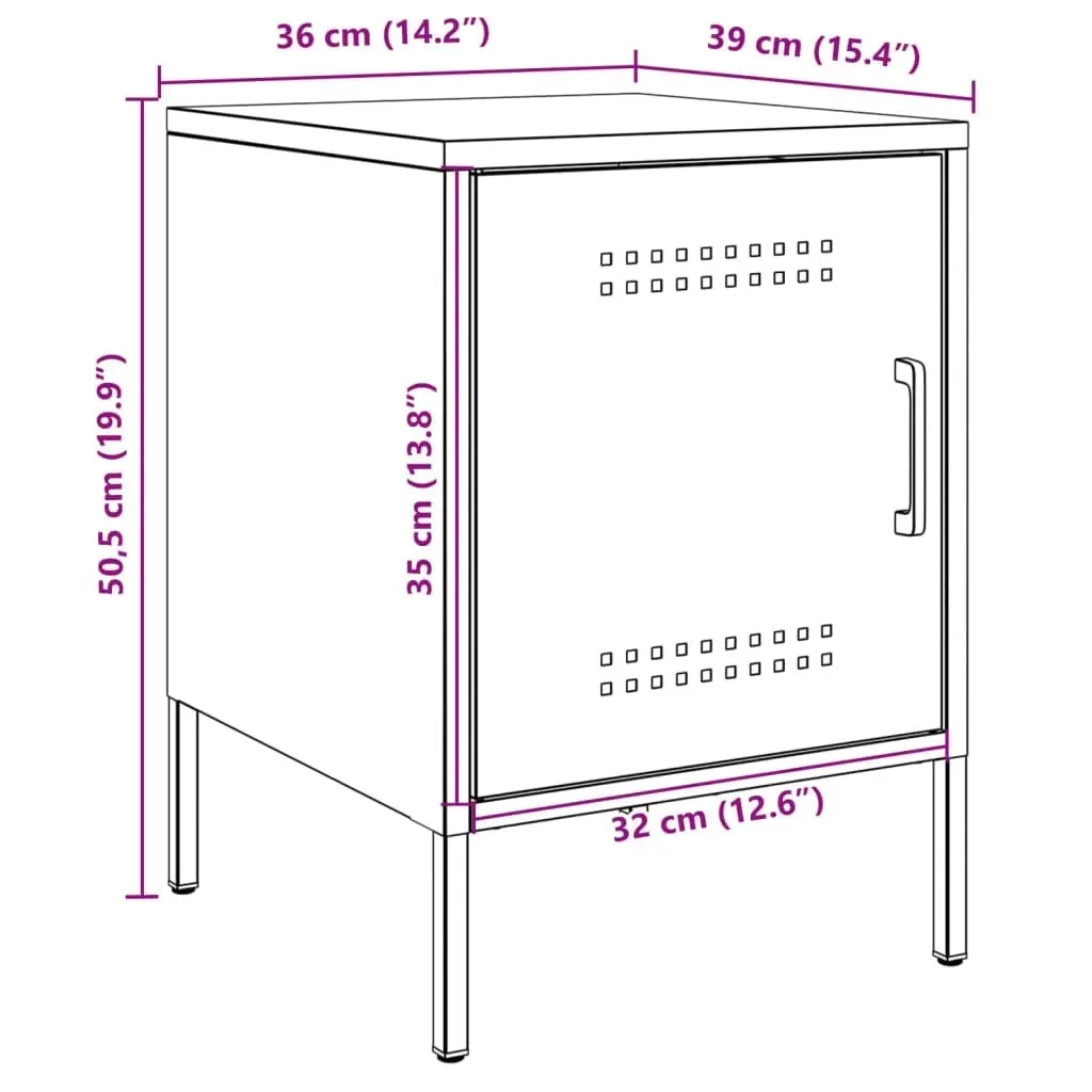 Bedside Cabinets 2 pcs Black 36x39x50.5 cm Steel 842911