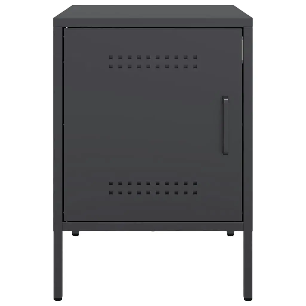 Bedside Cabinets 2 pcs Black 36x39x50.5 cm Steel 842911