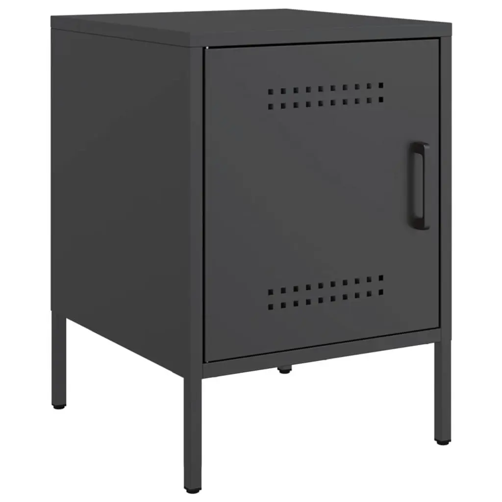 Bedside Cabinets 2 pcs Black 36x39x50.5 cm Steel 842911