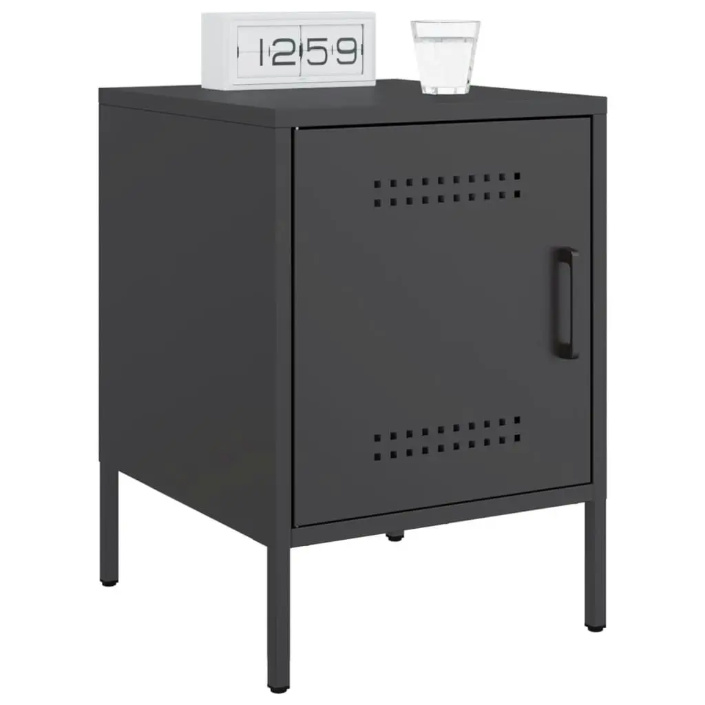 Bedside Cabinets 2 pcs Black 36x39x50.5 cm Steel 842911