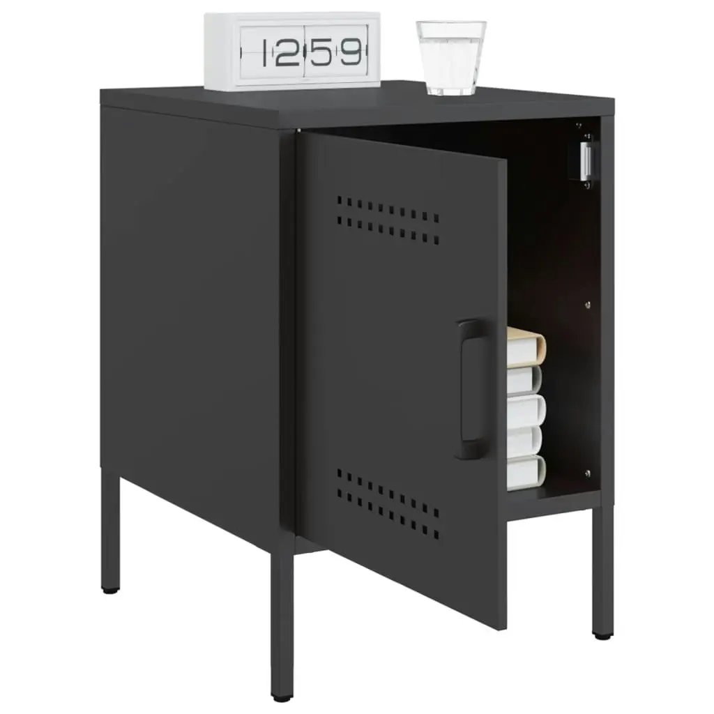 Bedside Cabinets 2 pcs Black 36x39x50.5 cm Steel 842911