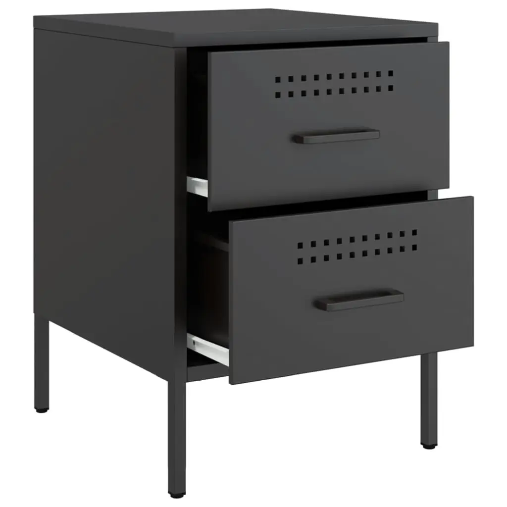 Bedside Cabinets 2 pcs Black 36x39x50.5 cm Steel 842923